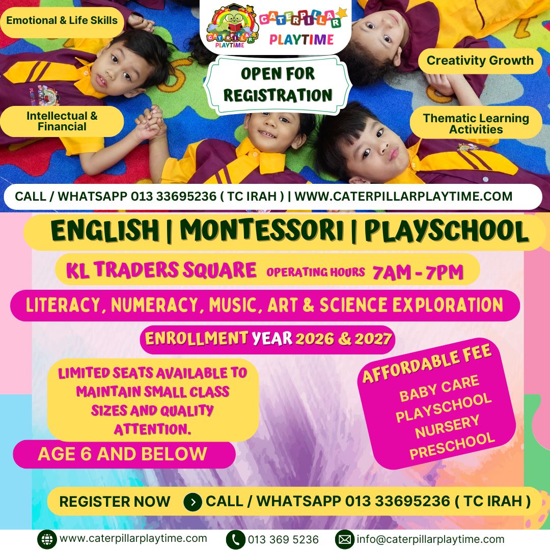Caterpillar Playtime Facebook ad: Enroll Your Child at Caterpillar Playtime!