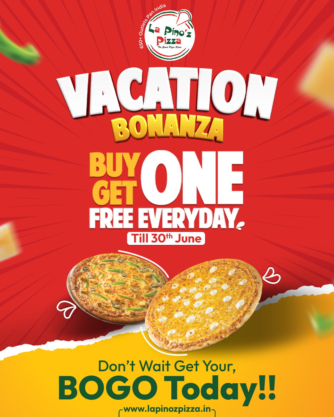 Lapinoz pizza Surat Facebook ad: Limited Time Pizza Offer, Order Now