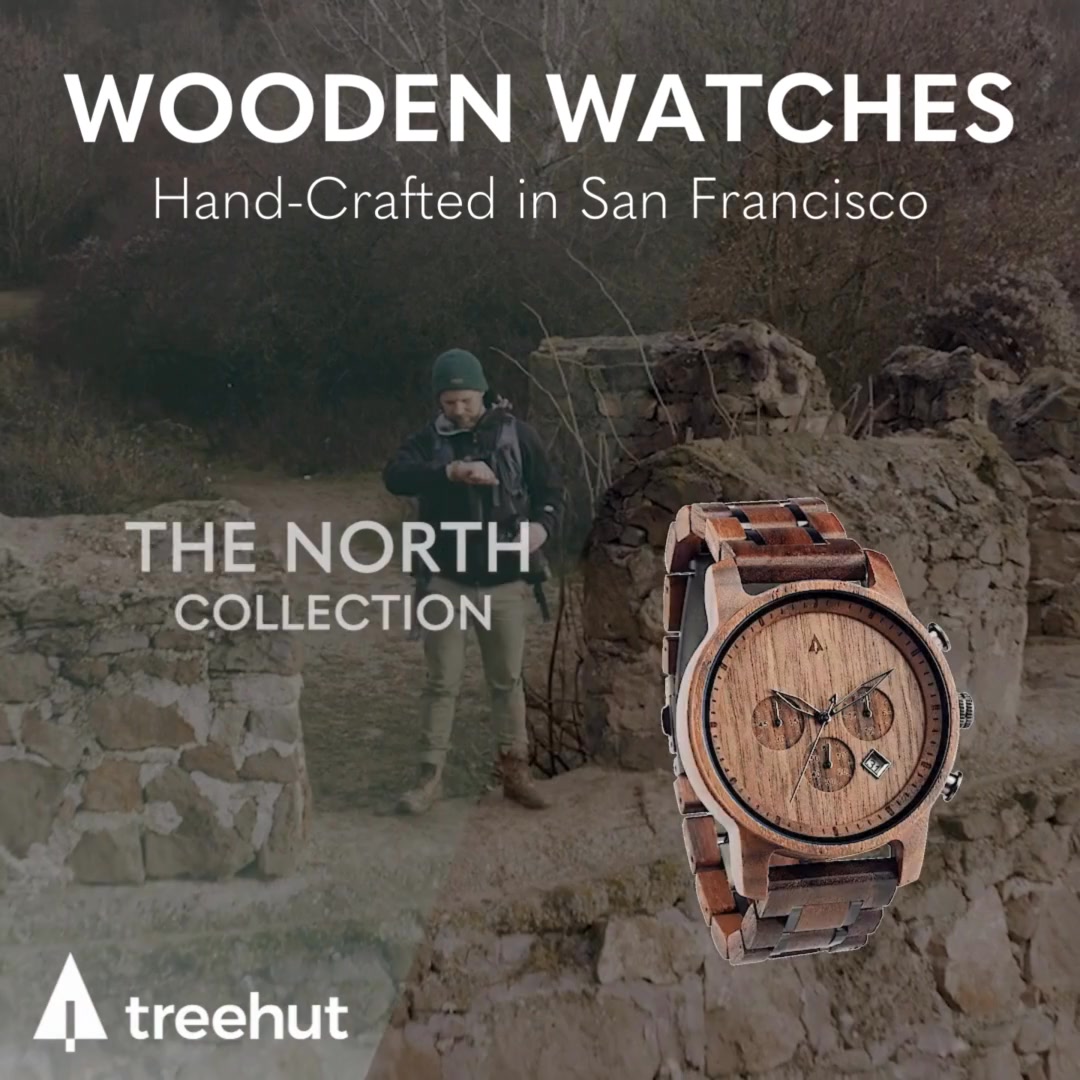 Treehut Facebook ad: Handcrafted Wooden Watches
