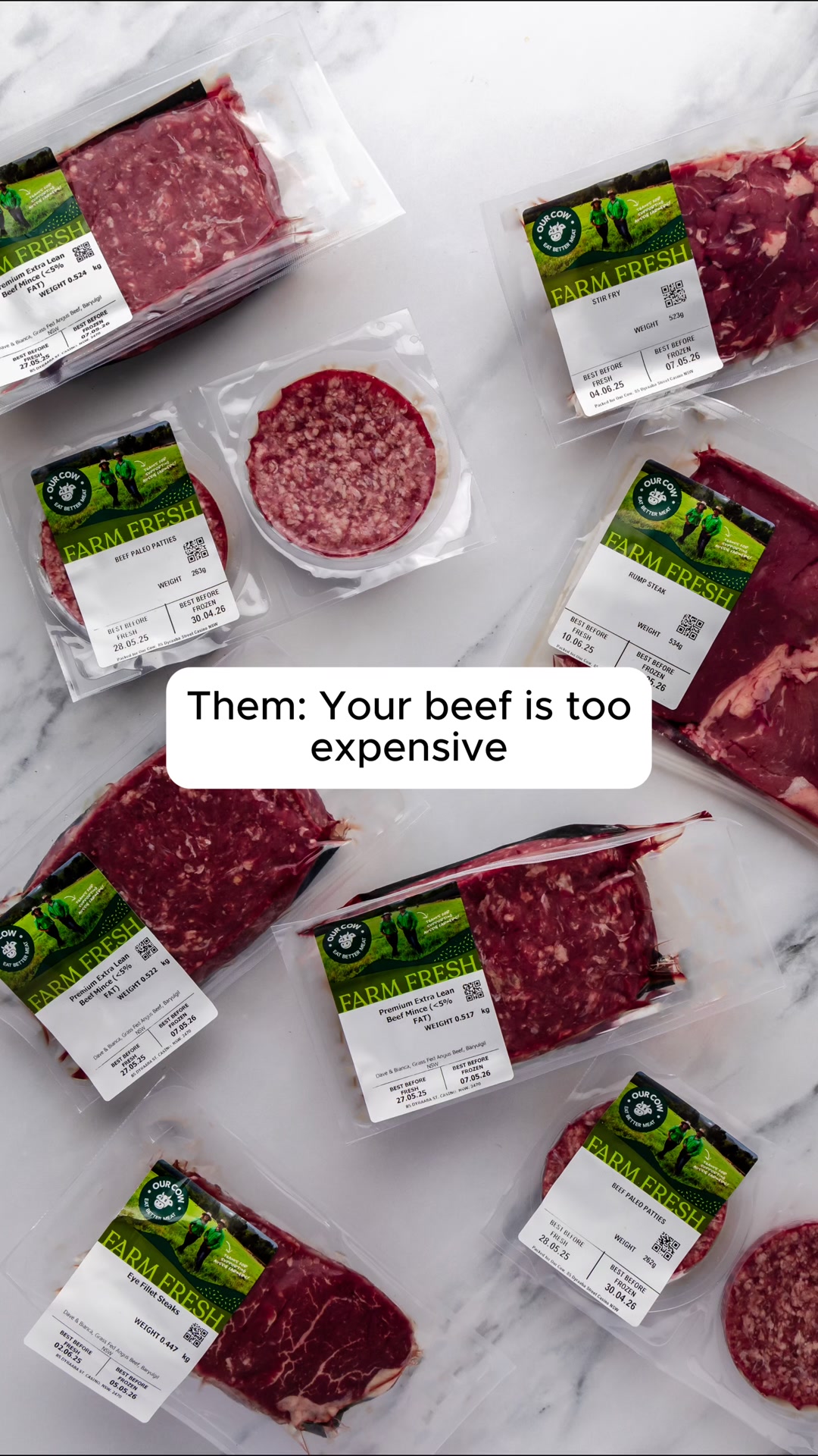 Our Cow Facebook ad: Cheap meat always costs more
