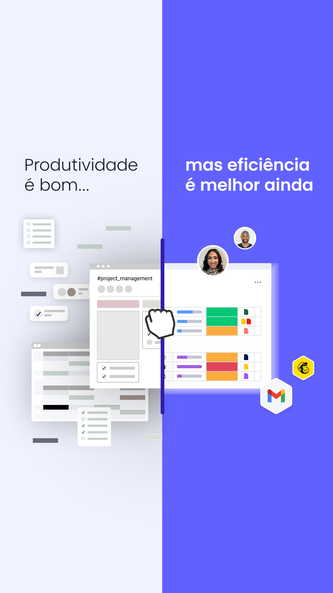 monday.com Facebook ad: Com a monday.com o seu trabalho flui