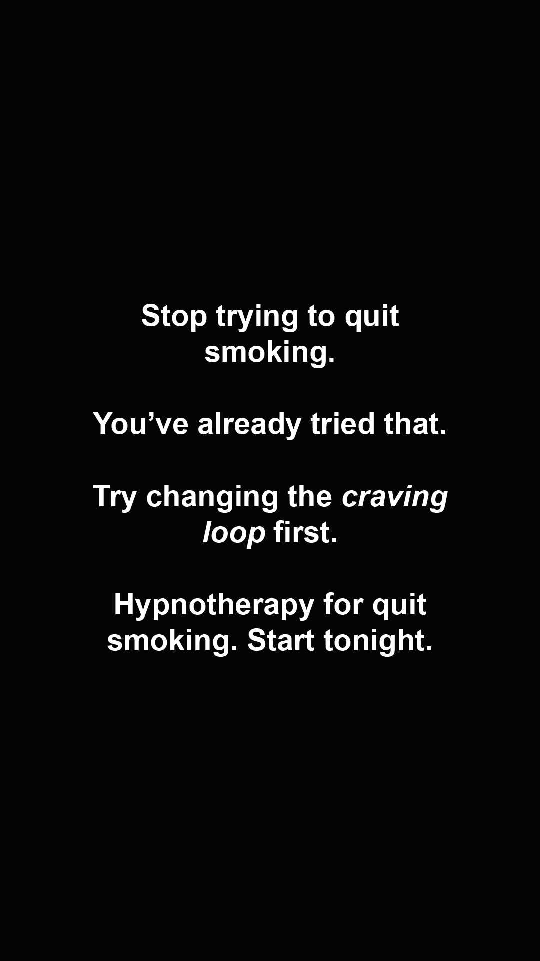 Hypnosis to Stop Smoking Facebook ad