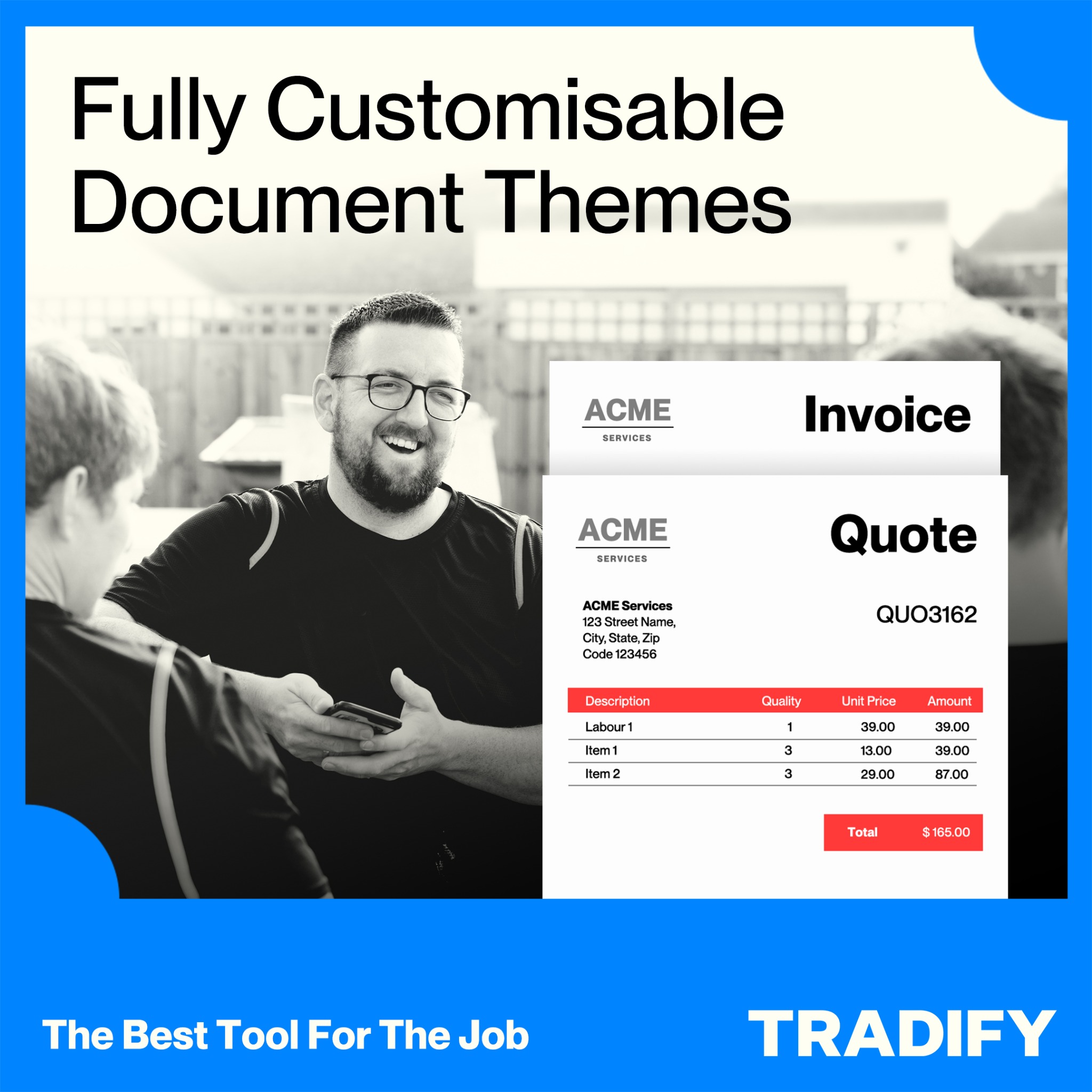 Tradify Facebook ad: Simple pricing and a free 14-day trial