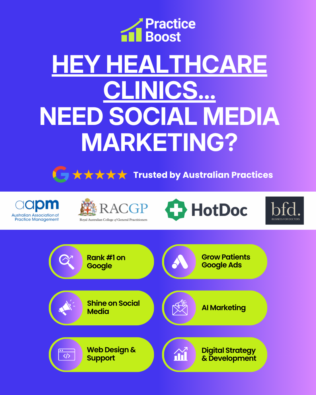 Practice Boost Facebook ad: More Patients with Practice Boost!