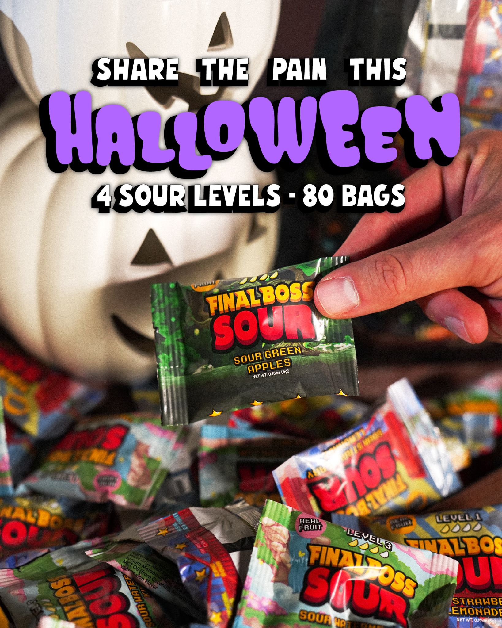 FINAL BOSS SOUR Facebook ad: Mouth watering sour snacks