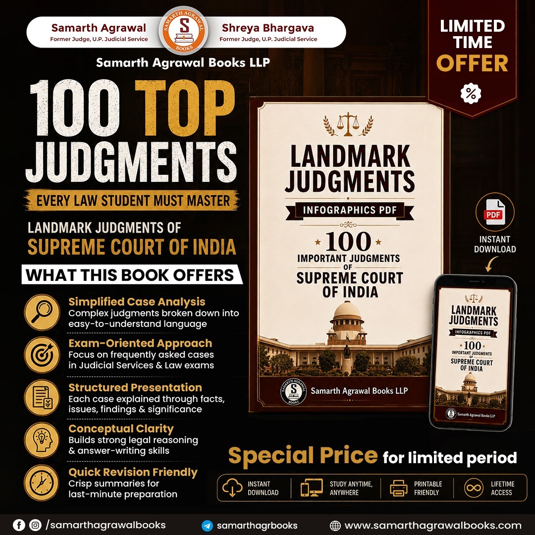 Samarth Agrawal Books LLP Facebook ad: Every law student and judicial aspirant knows Landmark…