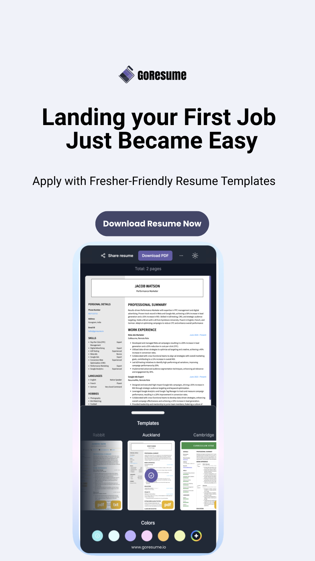 GoResume Facebook ad