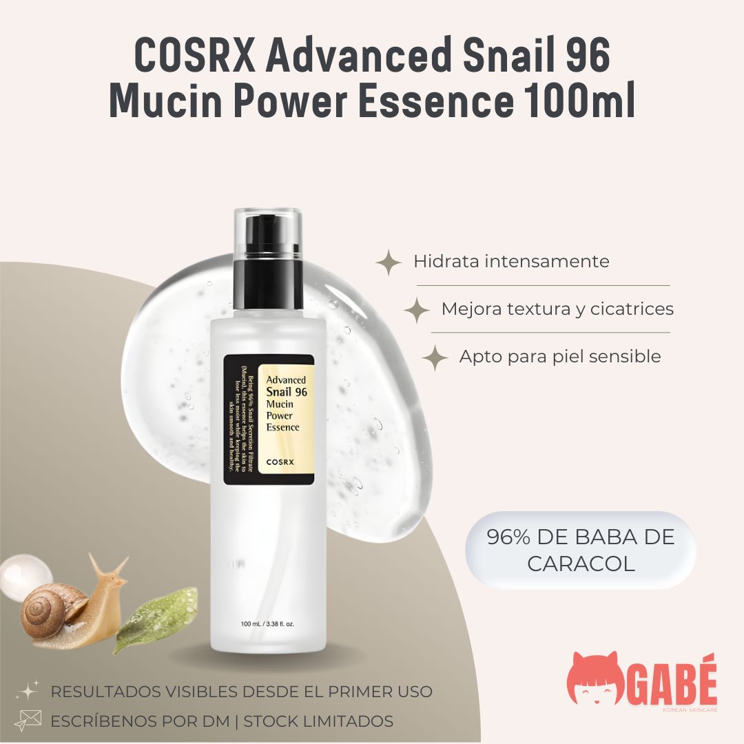 GABÉ Korean Skincare Facebook ad: COSRX Advanced Snail 96 Mucin Power Essence (100…