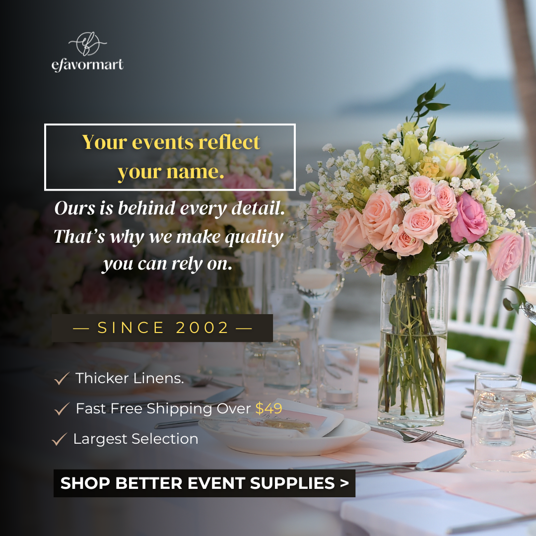 eFavormart Facebook ad: Premium Event Style, Smarter Total Cost
