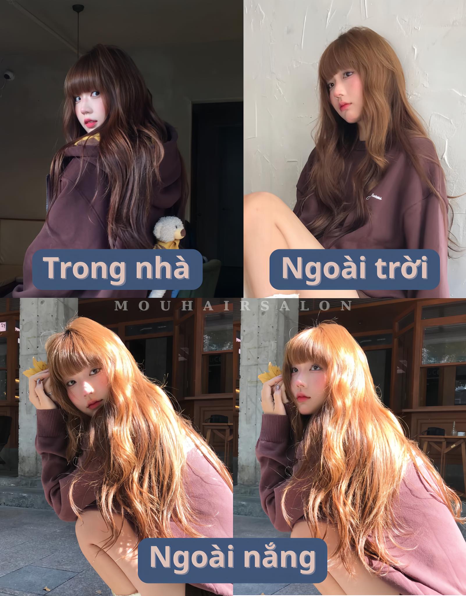 MOU HAIR SALON Facebook ad: MÀU NHUỘM KHÔNG TẨY SÁNG DA NHẤT: NÂU…