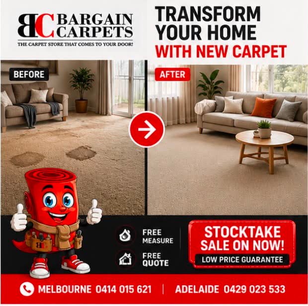 Bargain Carpets Facebook ad: Bargain Carpets - Adelaide & Melbourne Flooring Solutions
