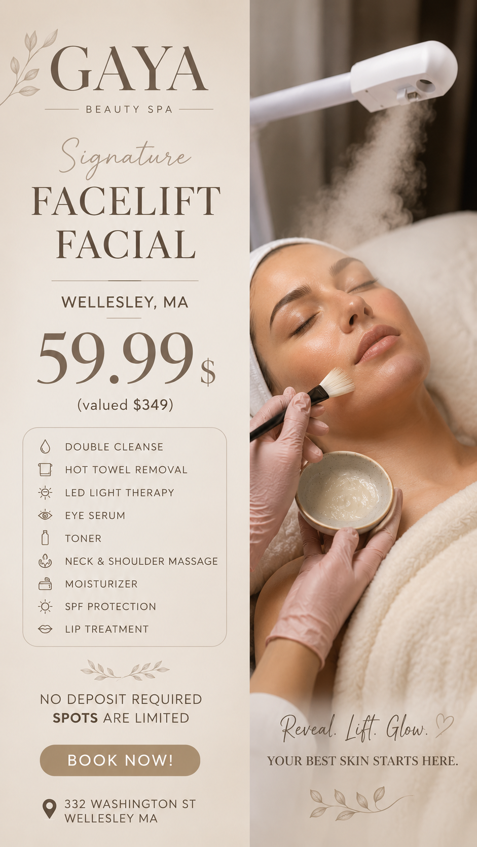 Gaya Beauty & Spa Wellesley, Ma Facebook ad from May 26, 2026