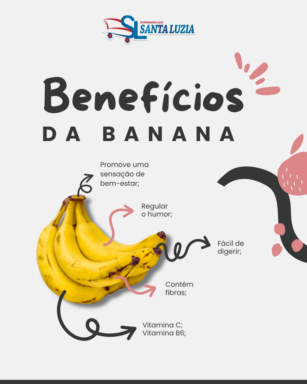 Supermercado Santa Luzia Facebook ad: Você sabia que a banana é uma das…