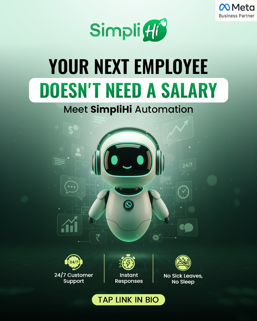 SimpliHi Facebook ad: Hire automation. Fire missed sales.