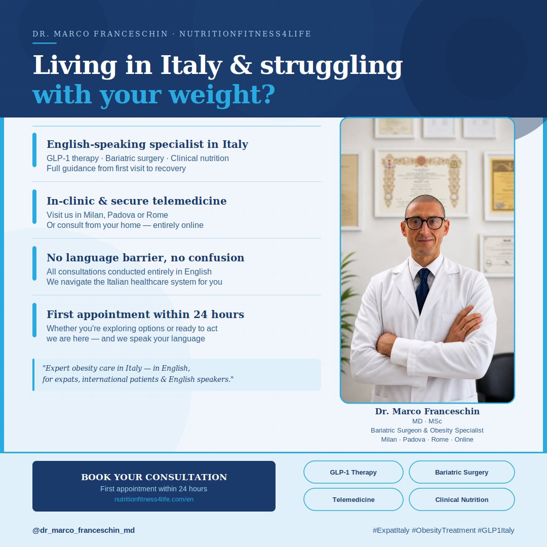 Dr. Marco Franceschin MD MSc Facebook ad: Prenota visita obesità: ambulatorio Milano/Padova o…