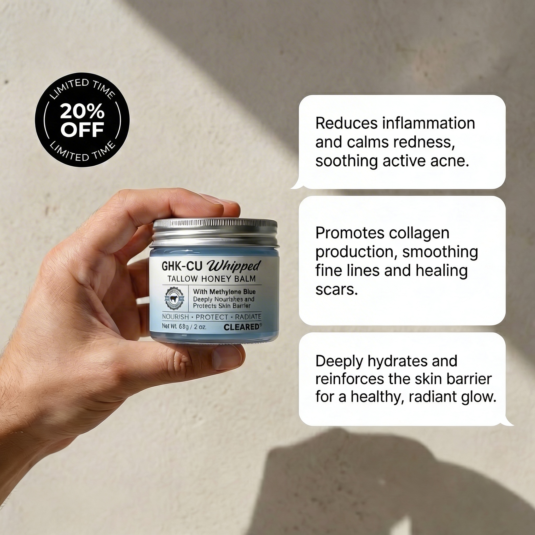 TryCleared Facebook ad: Upgrade Your Skin, 53% Off