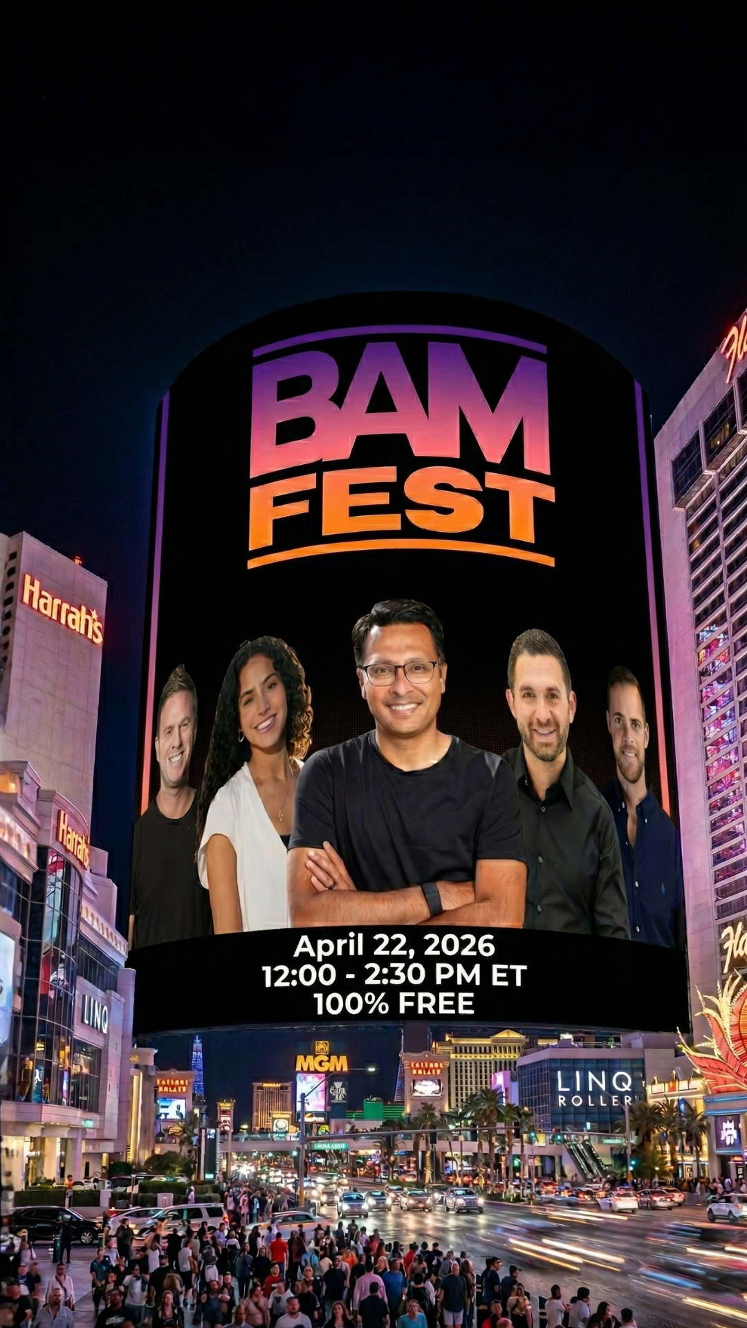BAM Facebook ad: Free. Virtual. April 22nd. Save Your Spot.