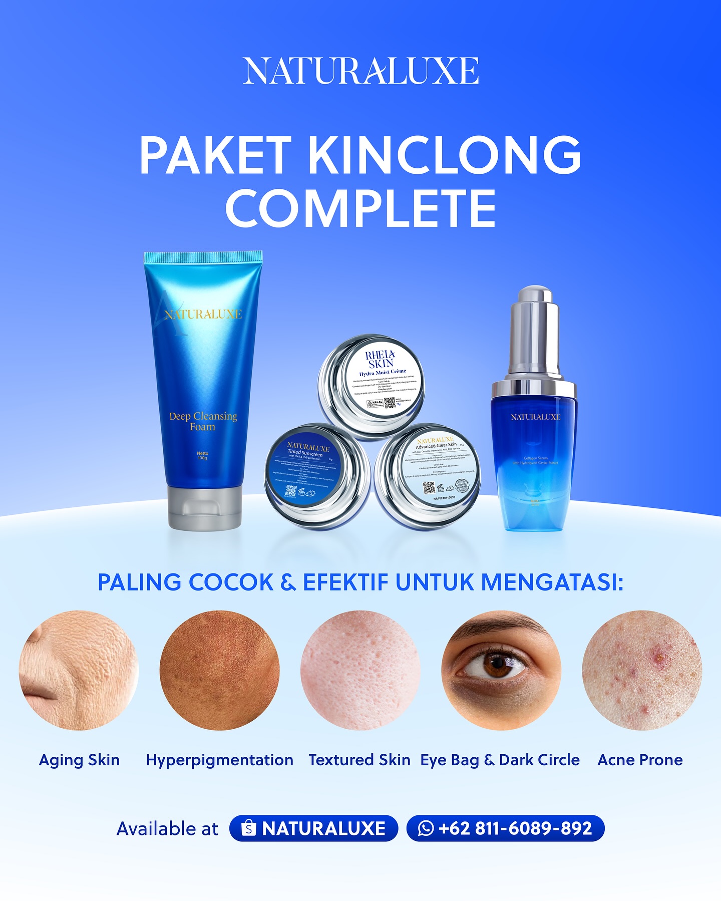 Naturaluxe Facebook ad: Paket Kinclong Complete and what it helps with