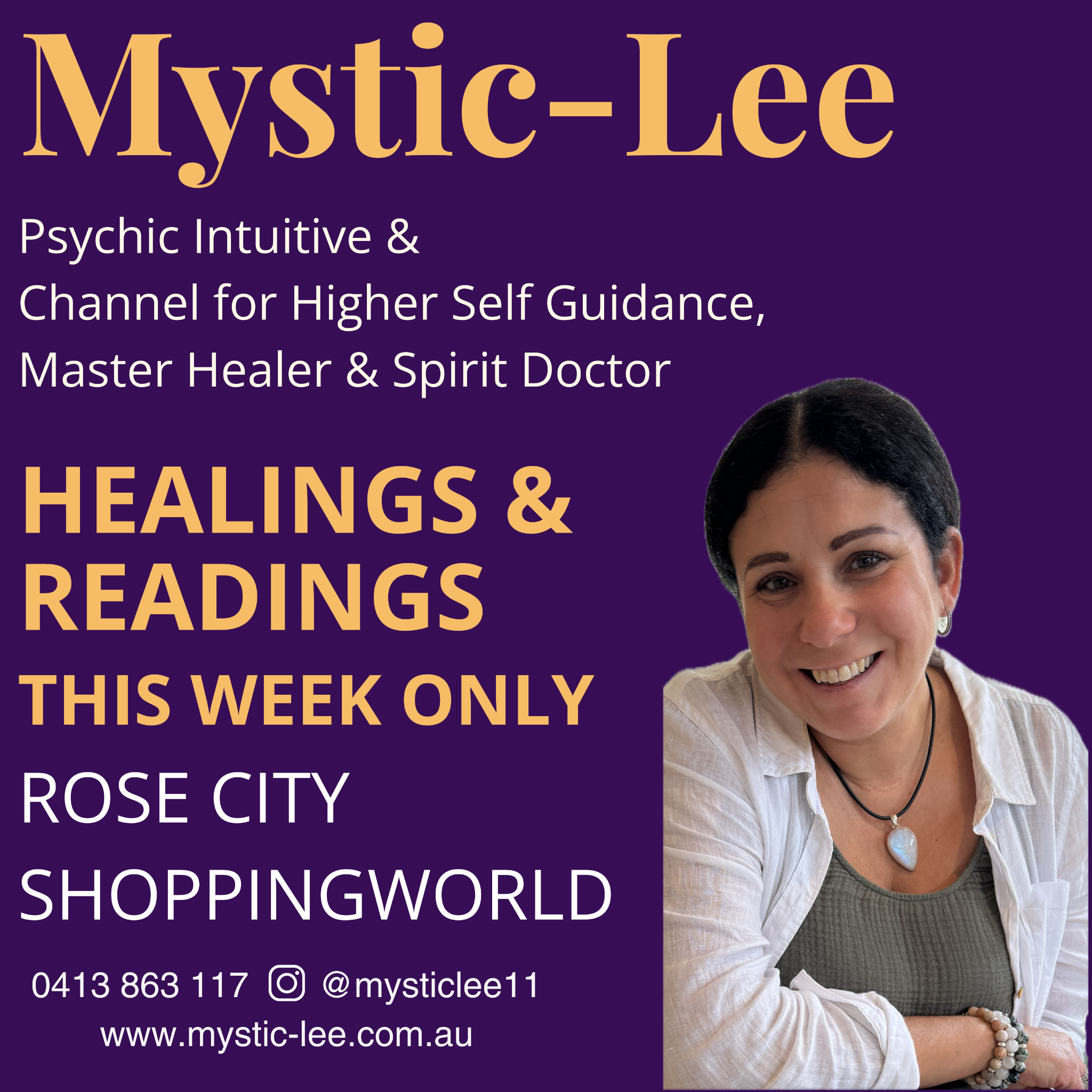 Mystic-Lee Facebook ad: Mystic-Lee LIVE at Rose City Shoppingworld - This Week Only!