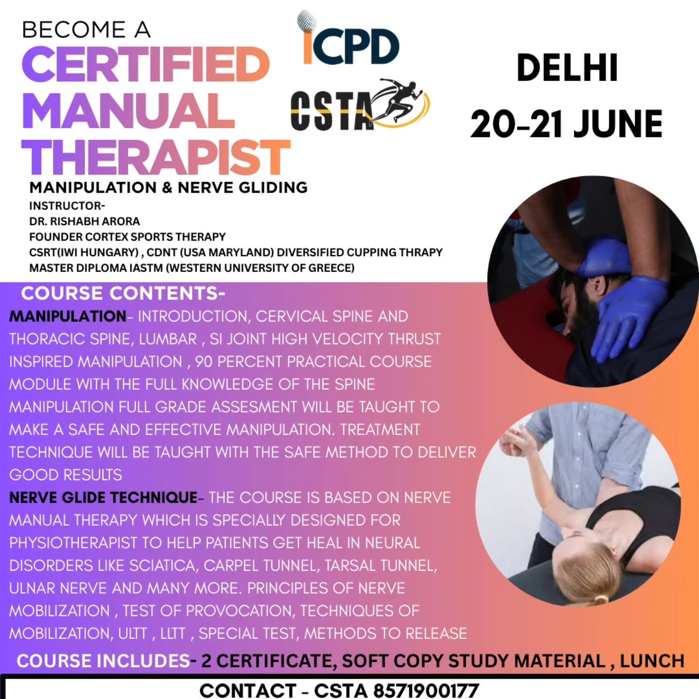 Cortex sports therapy Facebook ad: Delhi manual therapy class again
