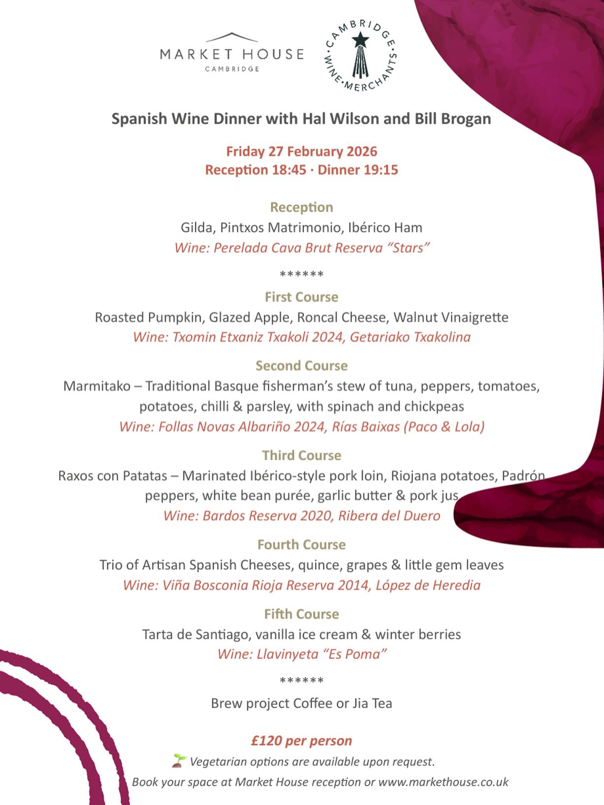 Market House Facebook ad: Spanish Wine Dinner at Market House