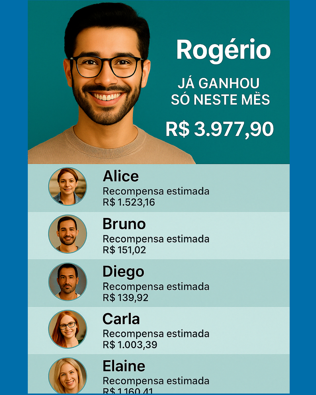 Nindo Mobile App Development Facebook ad: Rogério ganhou R$3.977,90 em um único mês com o Nindo, uma…