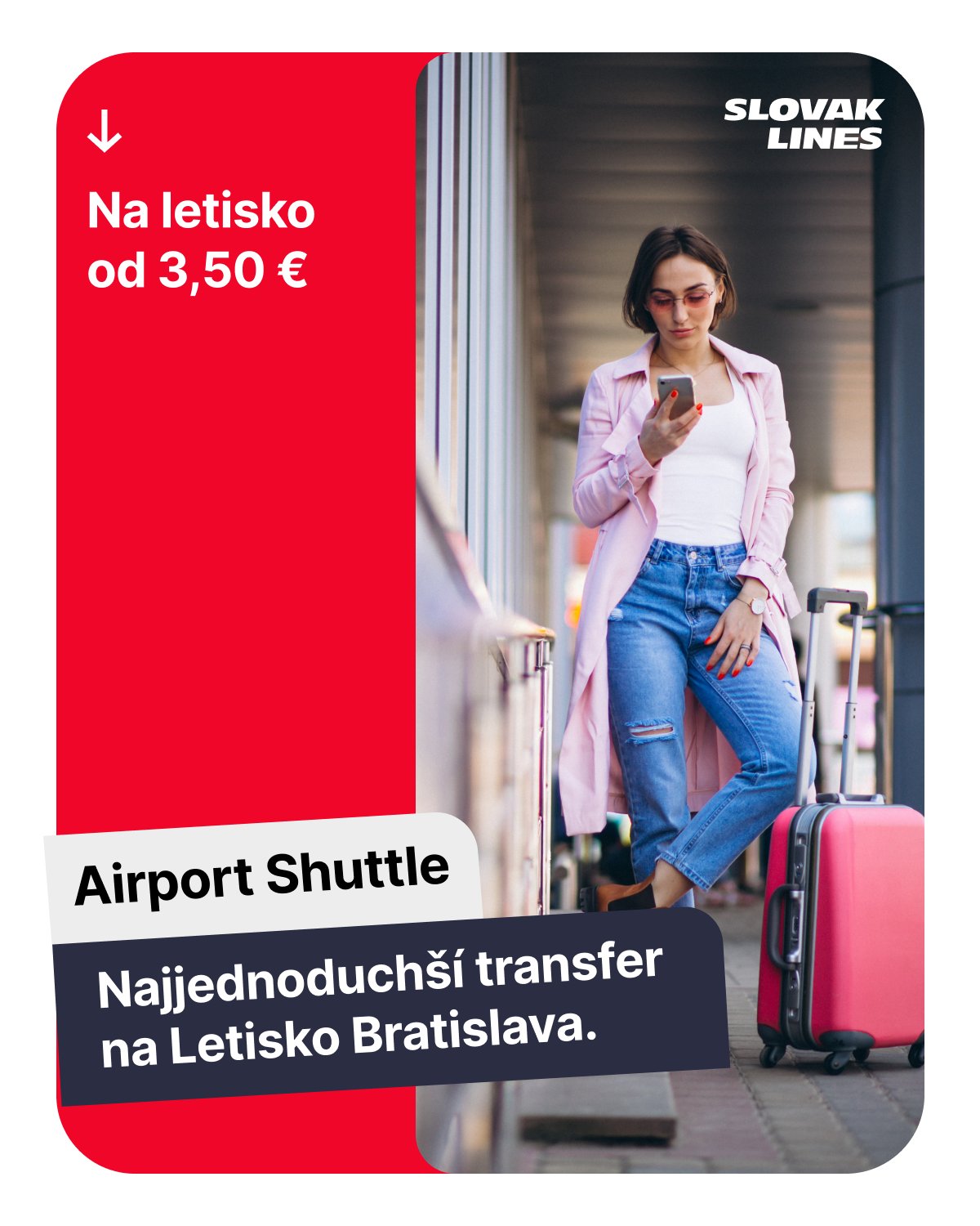 Slovak Lines Facebook ad: Ideš na letisko autom, ale nechceš riešiť parkovanie…