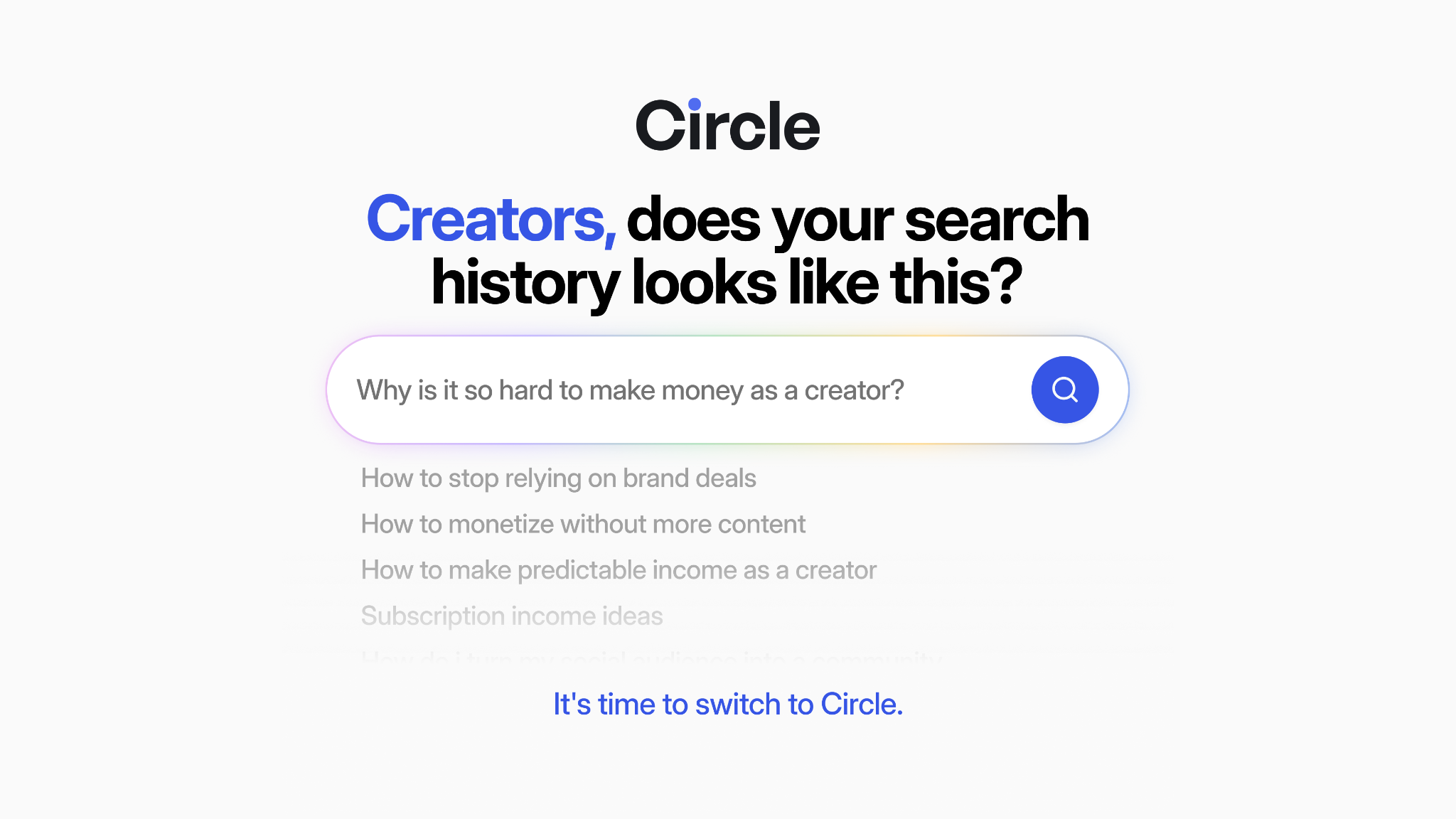 Circle Facebook ad: Circle helps creators build income that lasts