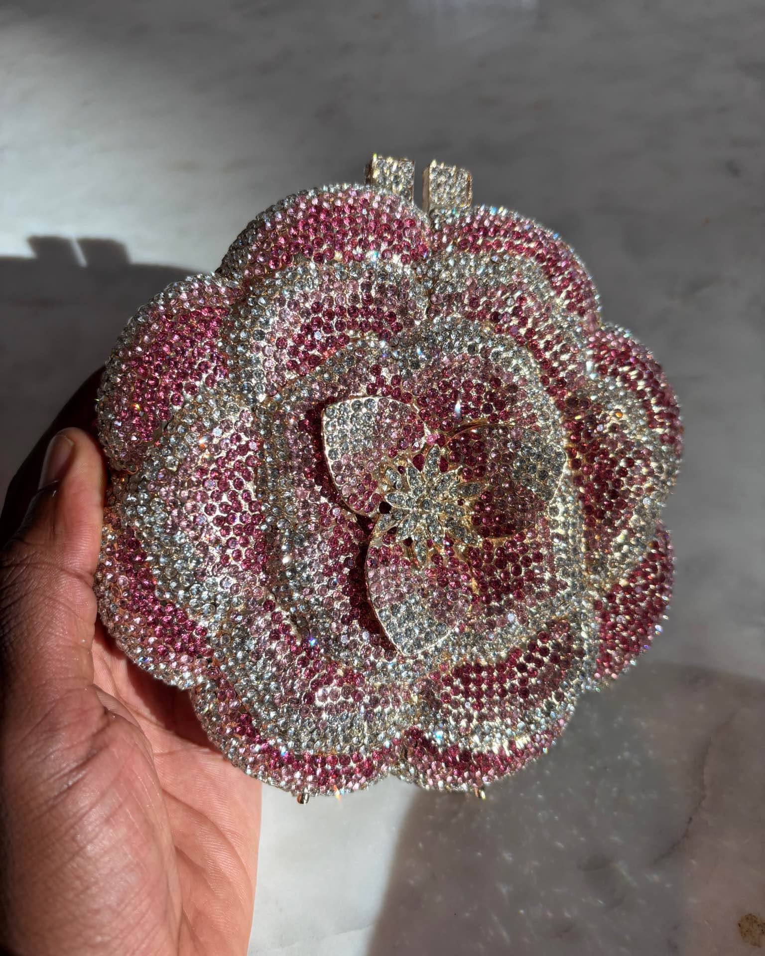 Jeremy Hagan Facebook ad: Pink Crystal Rose Clutch | Rhinestone Evening Bag