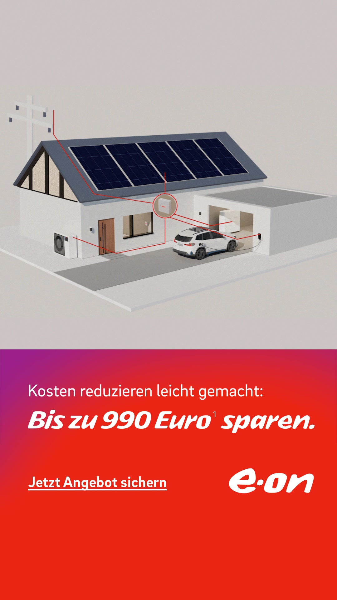 e.on Facebook ad: Energieeffizienz auf Knopfdruck.
