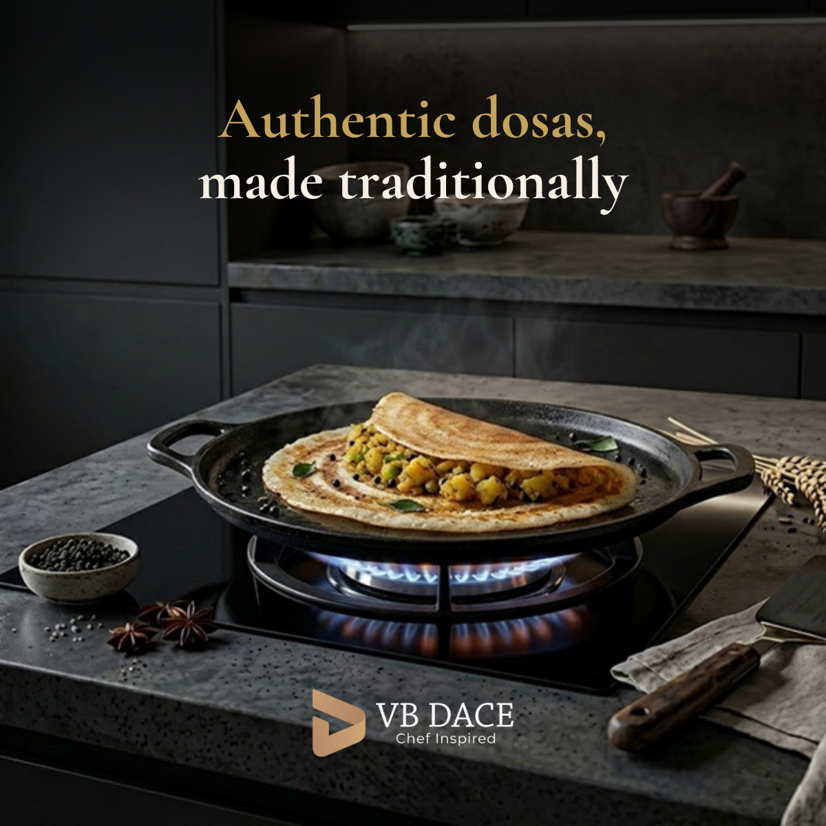 VB DACE Facebook ad: Pre-Seasoned Cast Iron Dosa Tawa