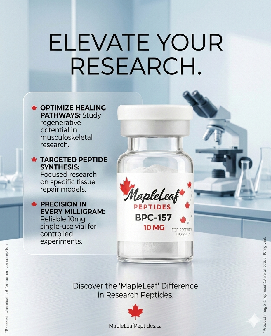 Maple Leaf Peptides Facebook ad: Canada's premier research peptide supplier | 99%+ purity…
