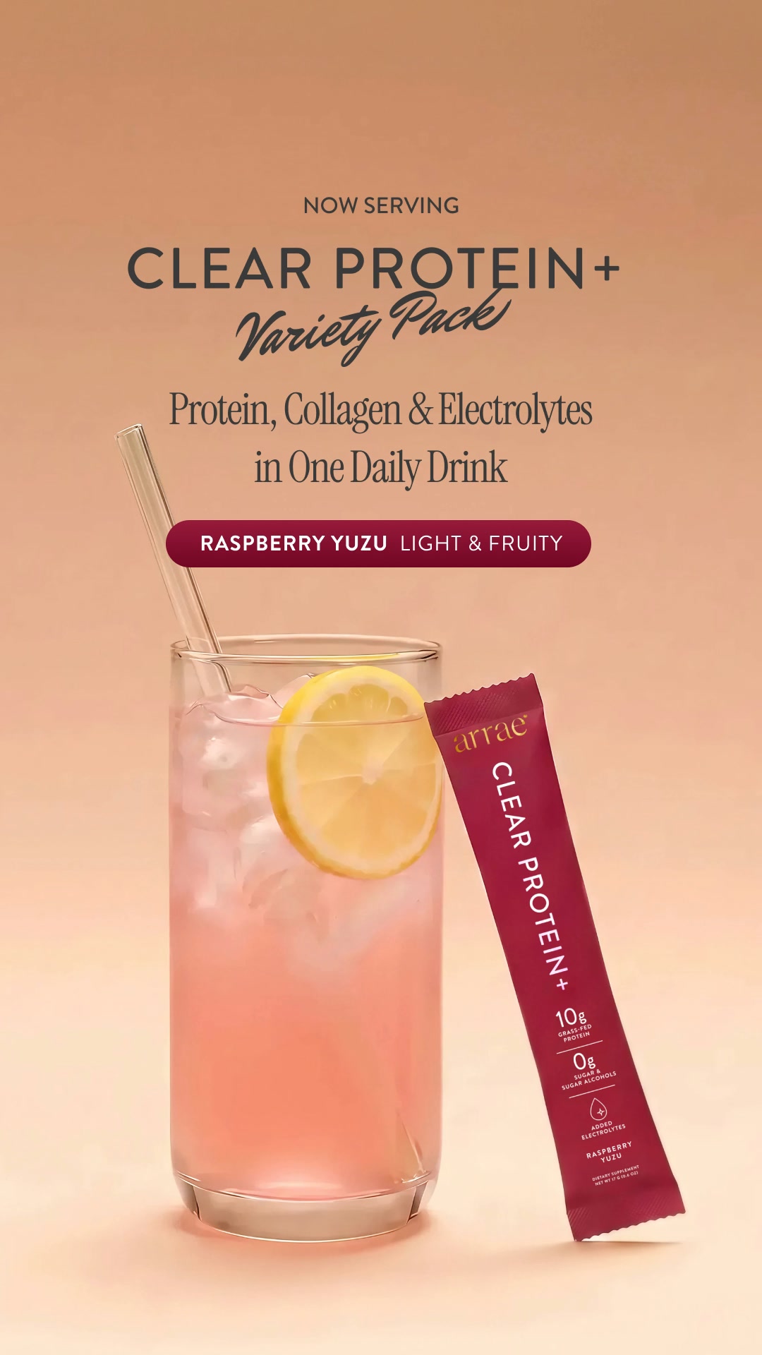 Arrae Facebook ad: Just Launched: Clear Protein+ Variety Pack