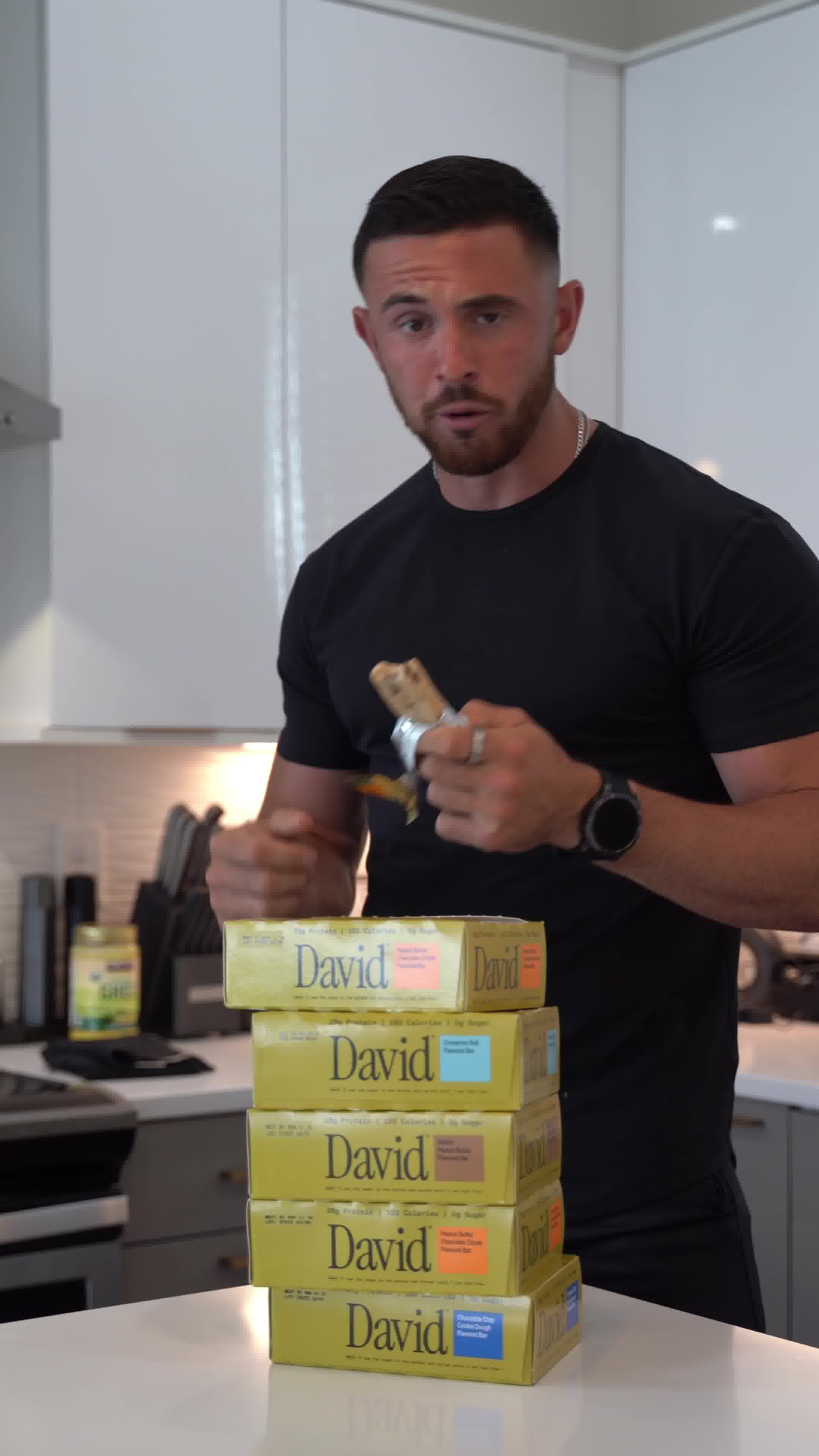 David Protein Facebook ad: 28g of protein, 150 calories, 0g of sugar.