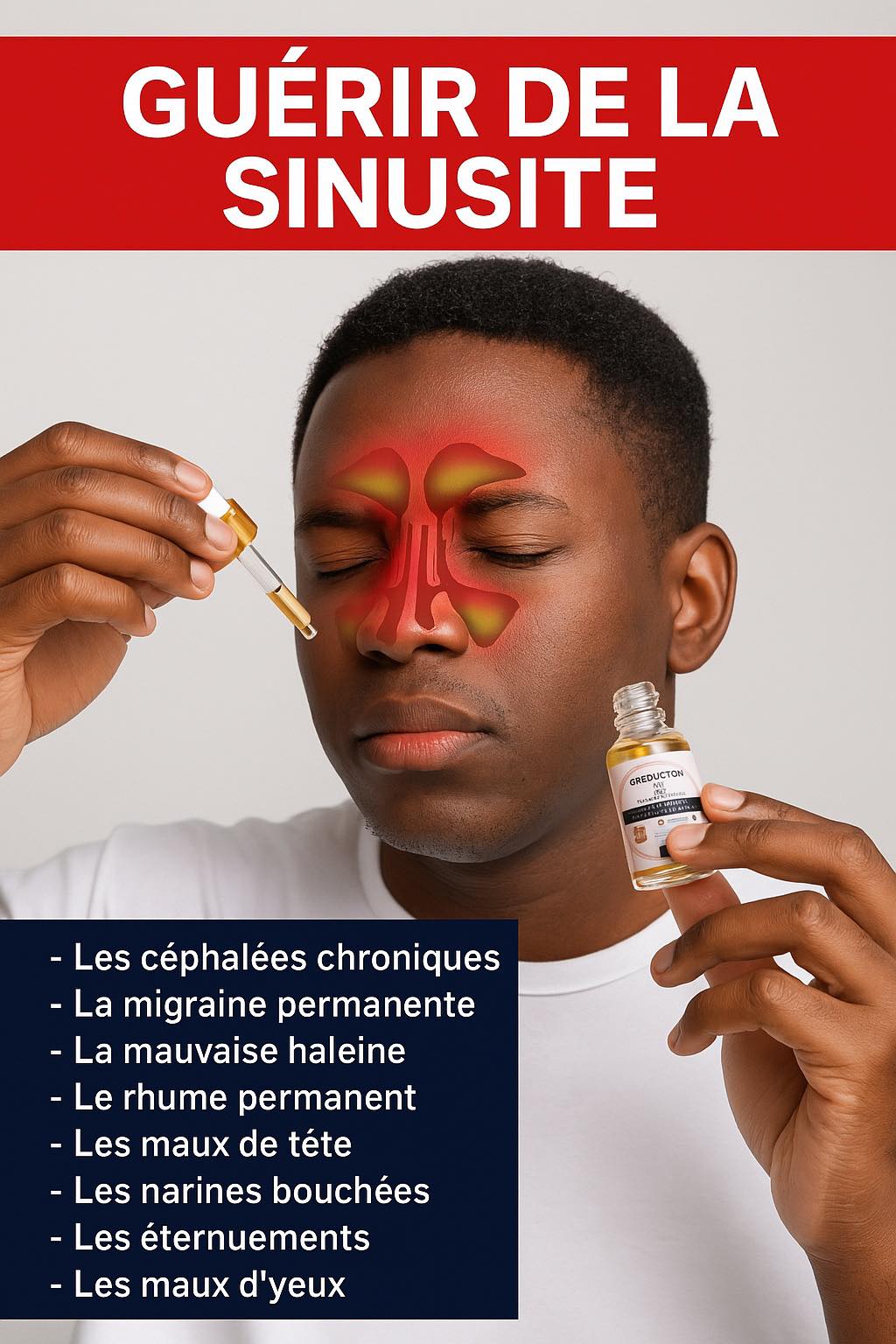 Santé bien-être Facebook ad: FINI la Sinusite et ses Douleurs Quotidiennes!