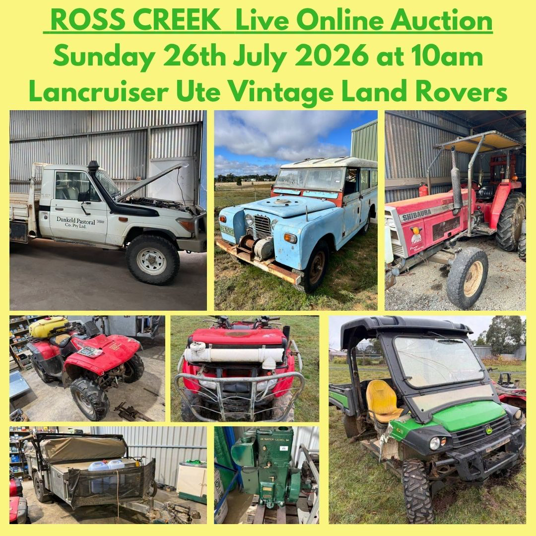 M.E. Auctions - Auction & Clearing Sales Specialists Facebook ad: ROSS CREEK LIVE ONLINE AUCTION CLEARING SALE