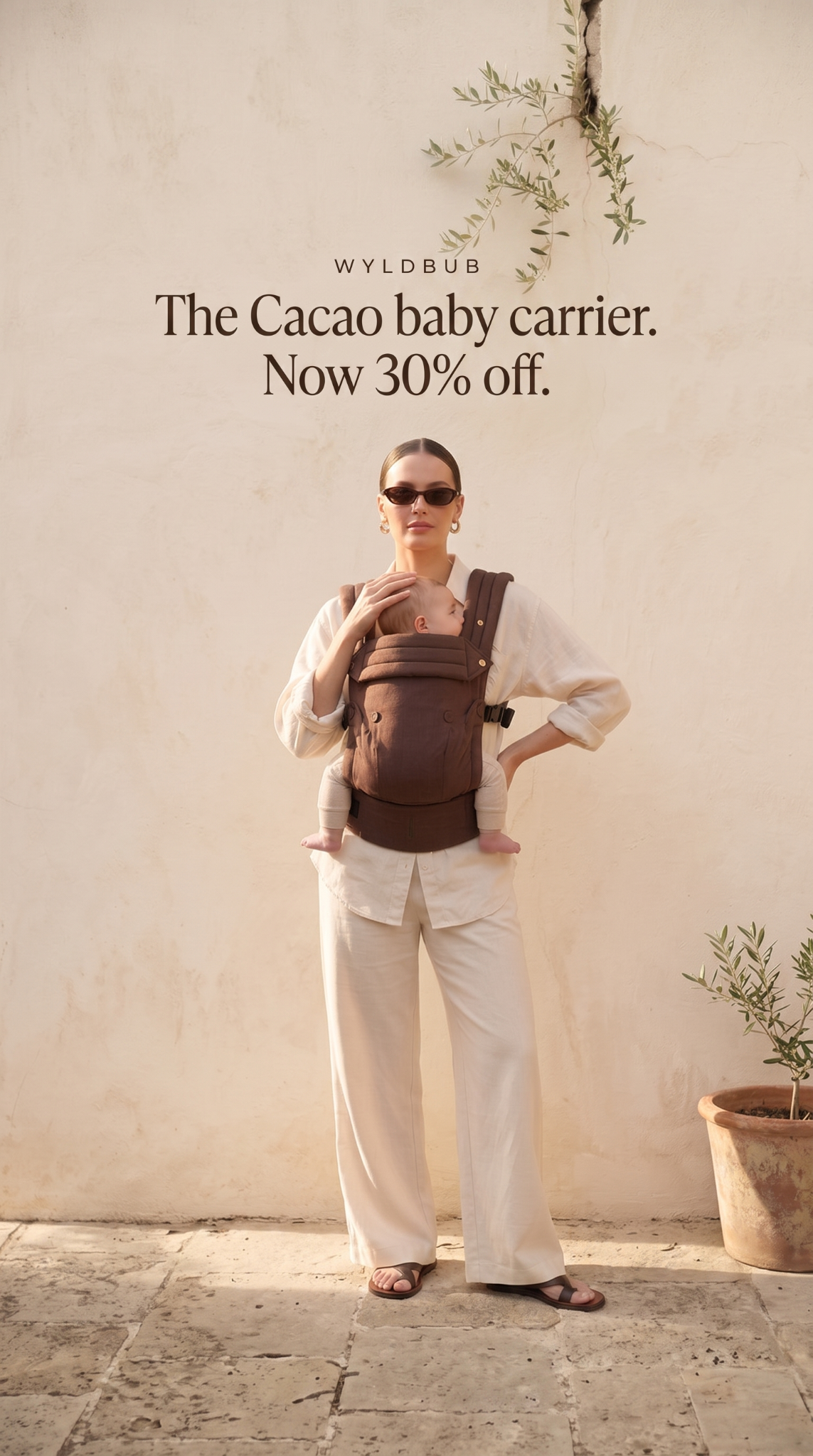 Wyld Bub Facebook ad: Cacao Baby Carrier | 30% OFF