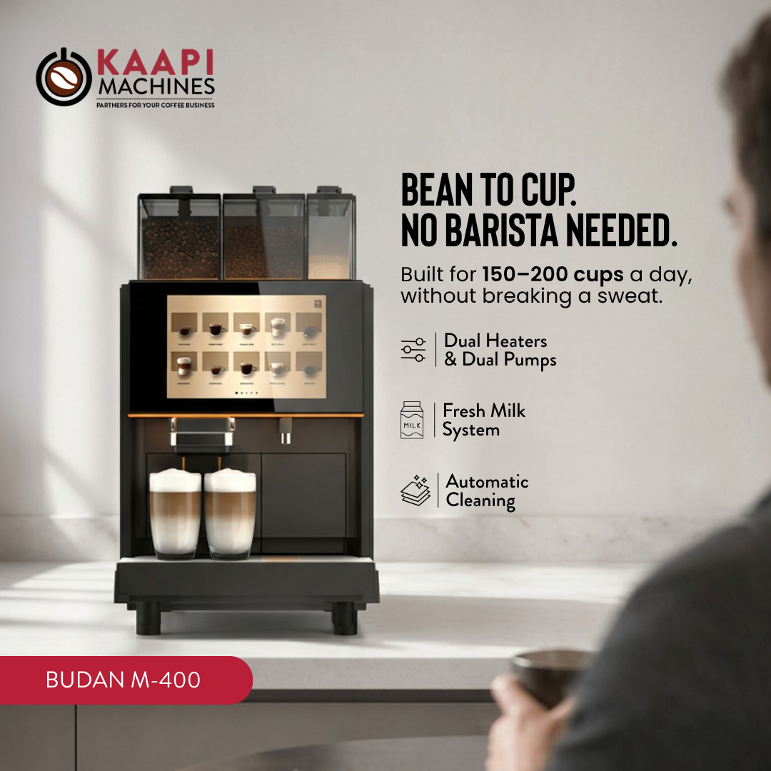 Kaapimachines Facebook ad: Upgrade your coffee service with the Budan M400…