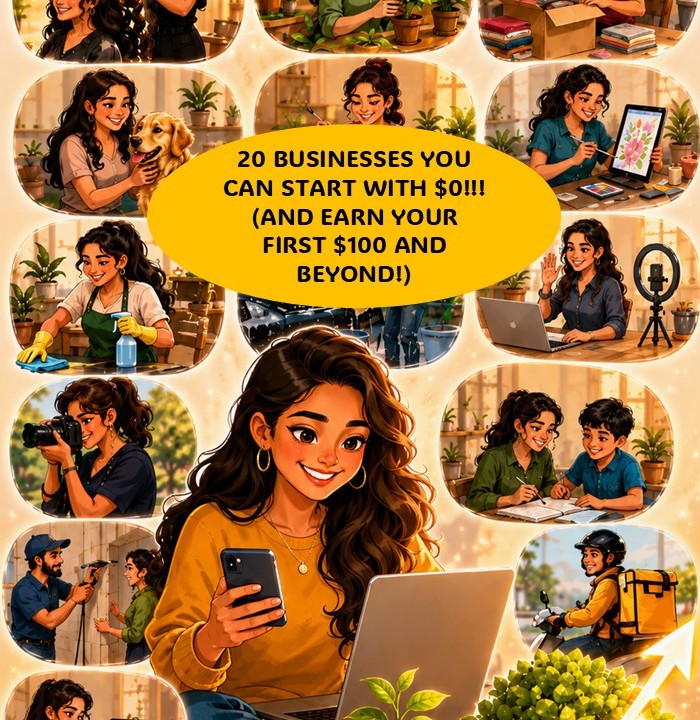 Bitesizedmotivator Facebook ad: 20 BUSINESSES YOU CAN START WITH $0! (AND EARN YOUR FIRST…