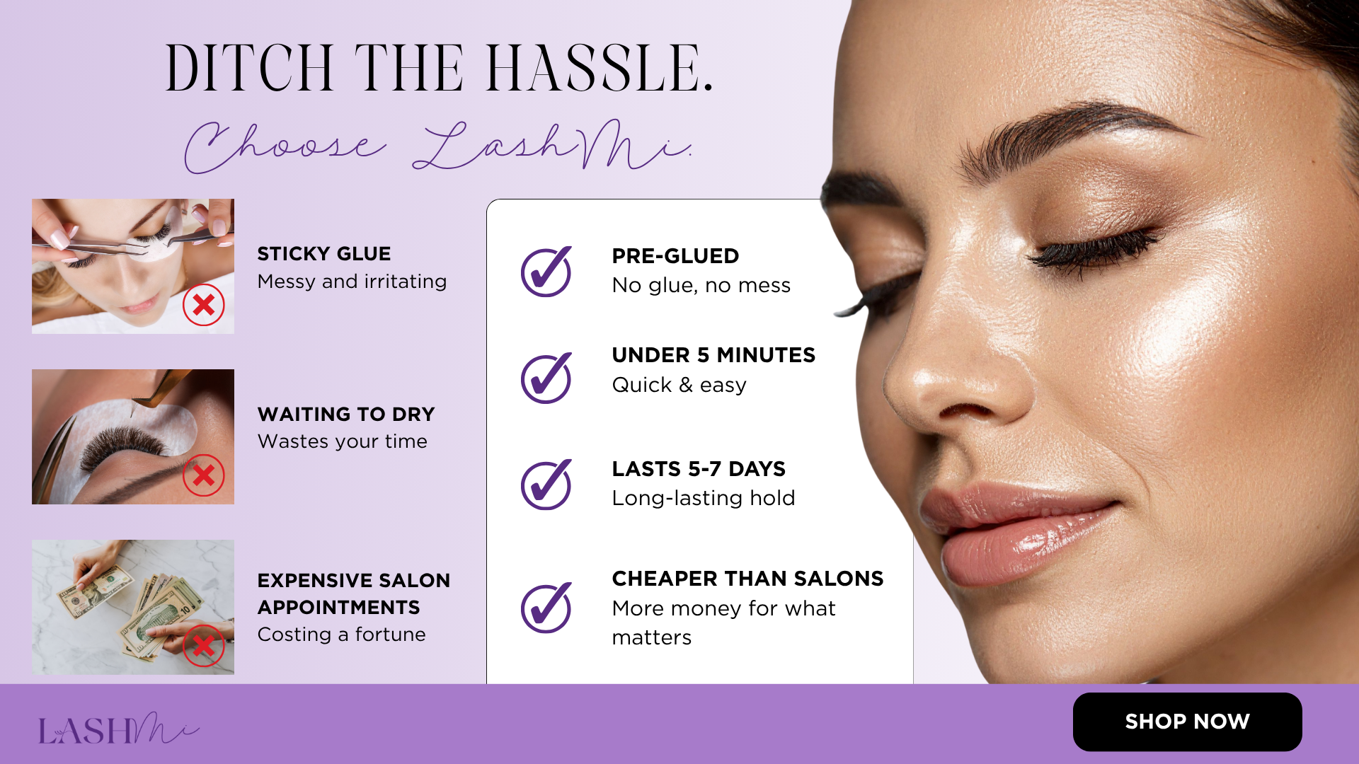 Lashmiaus Facebook ad: Press-On Lashes Kits fr. $32