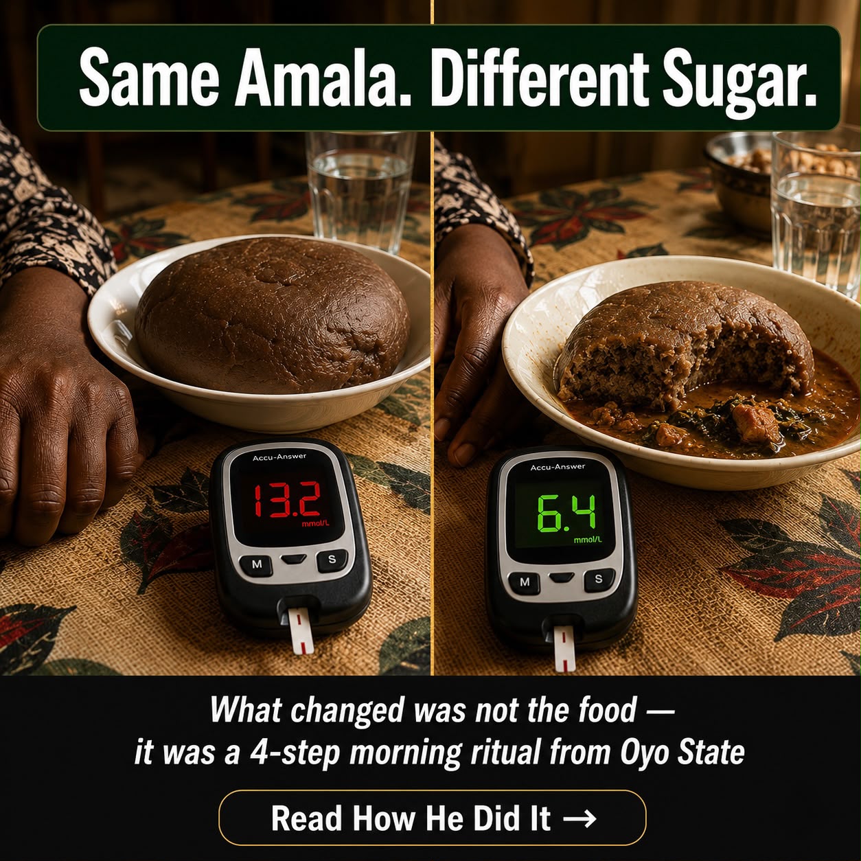 Roots & Remedies Facebook ad: Same Amala. Different Sugar. Here's Why.