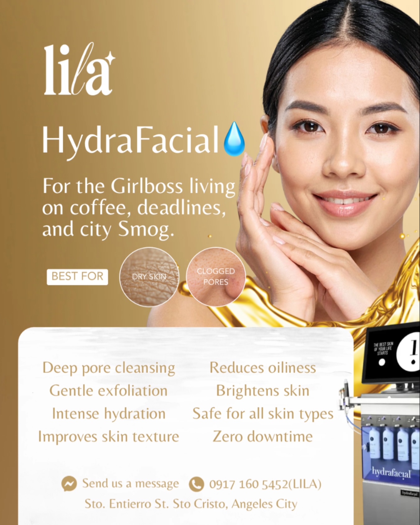 Lila Aesthetics Facebook ad: The HydraFacial is a refreshing skin treatment designed…