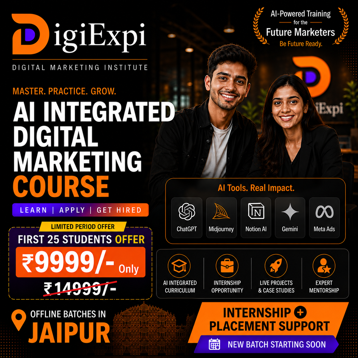 DigiExpi Facebook ad: Digital Marketing Course with Internship