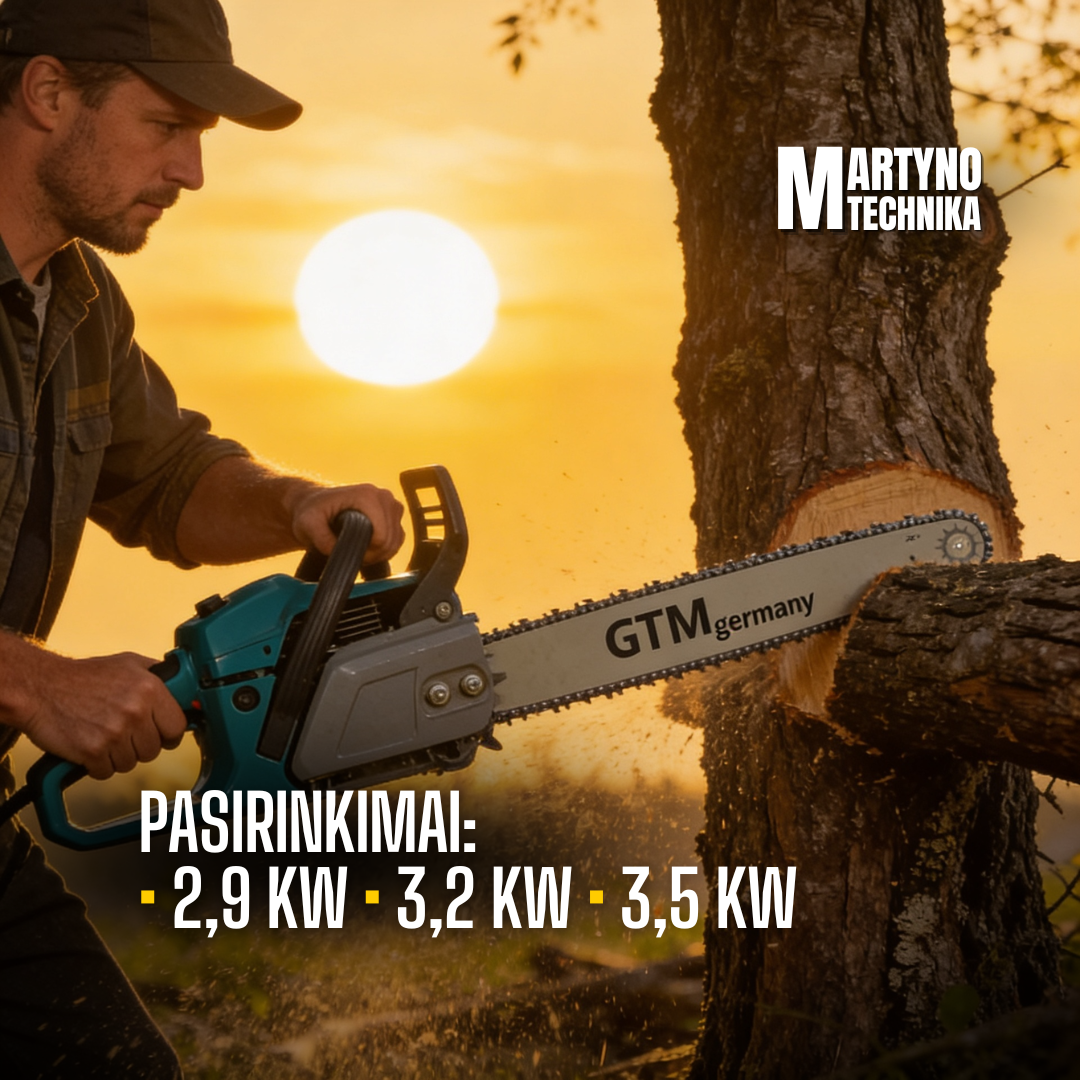 Martynotechnika.lt Facebook ad: GTM benzininiai pjūklai, galia, patikimumas ir komfortas…