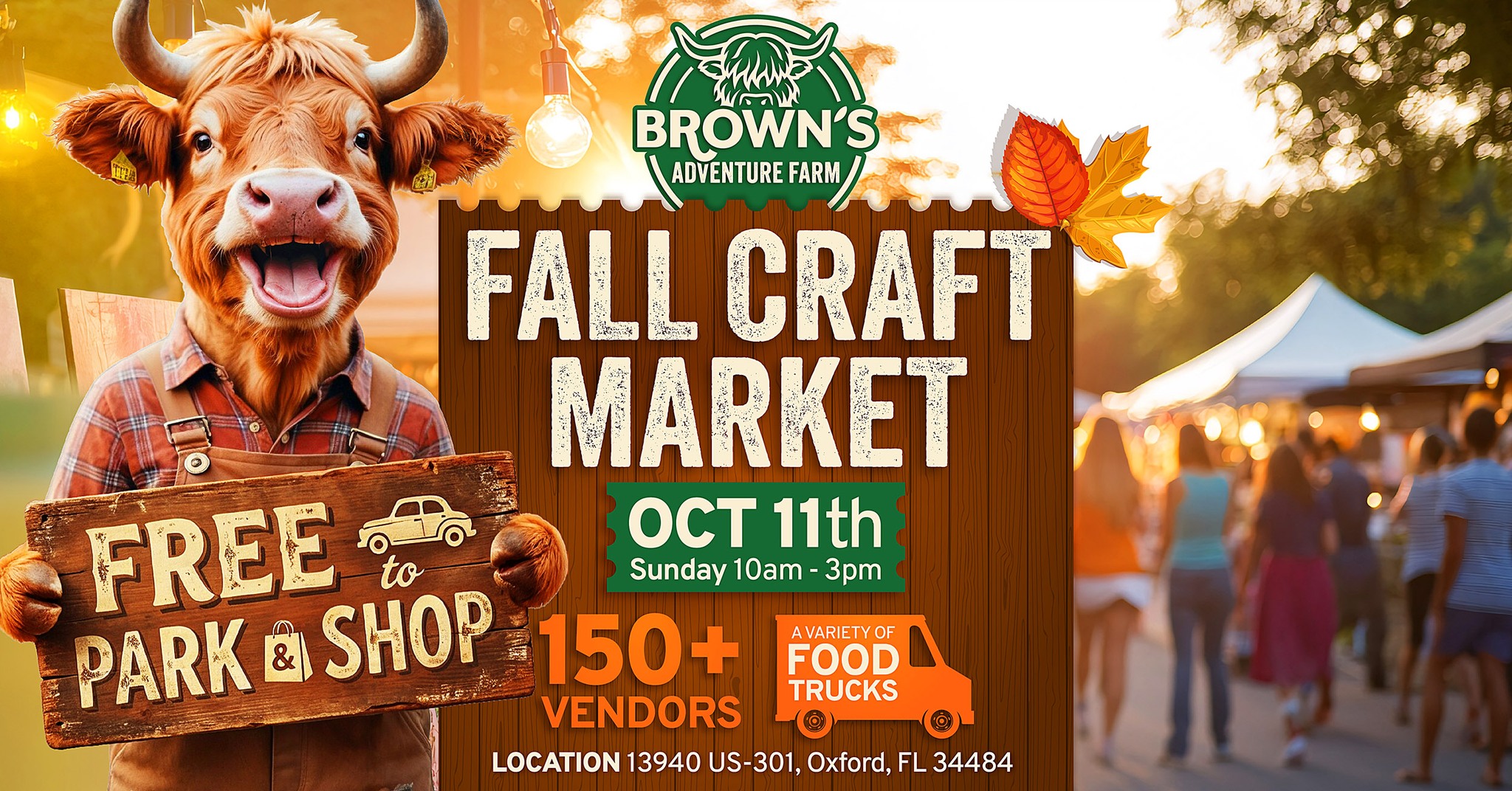 Brown's Adventure Farm & Country Store Facebook ad: Brown's Fall Craft Market (FREE to park and shop)