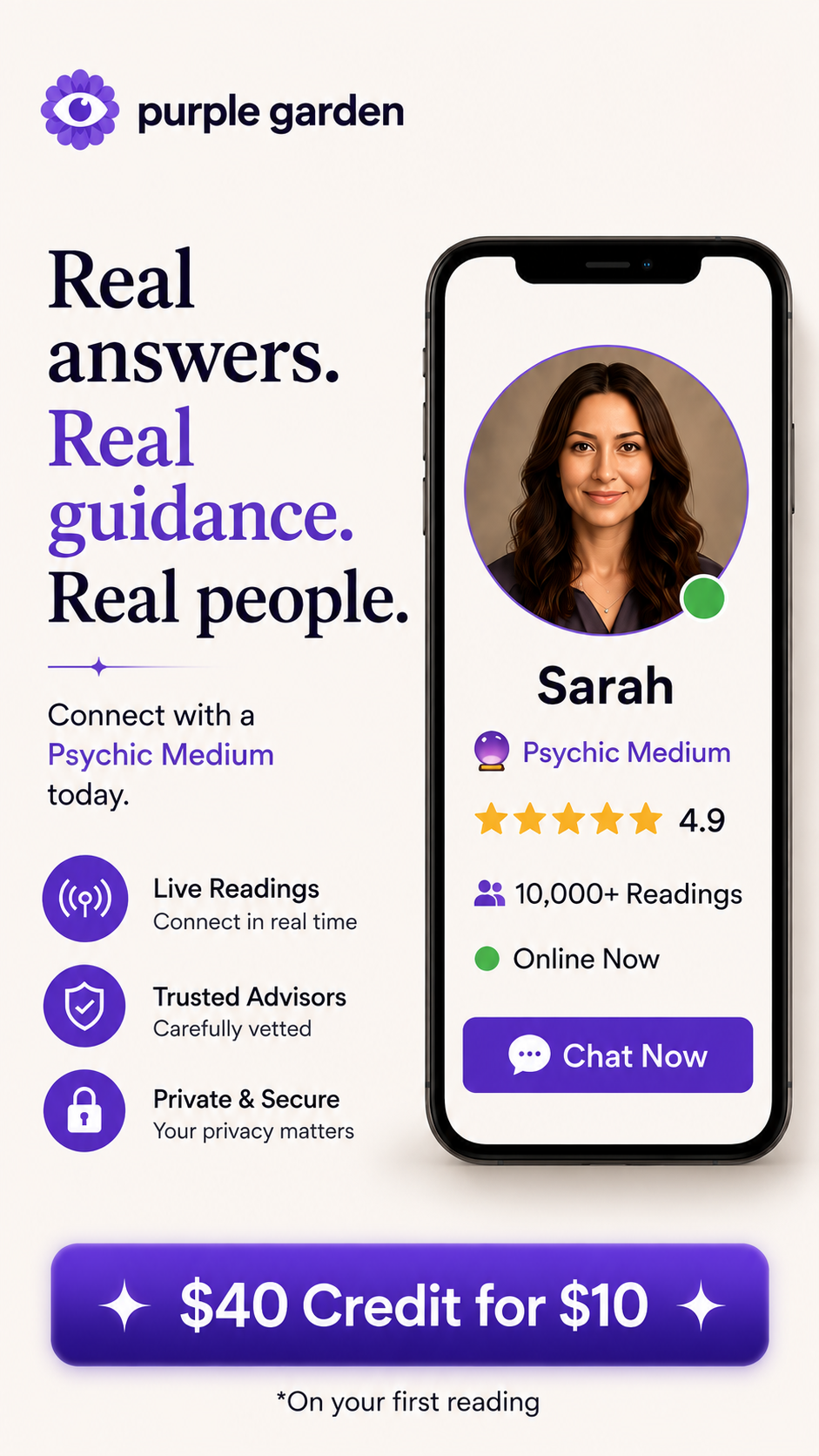 Purple Garden Facebook ad