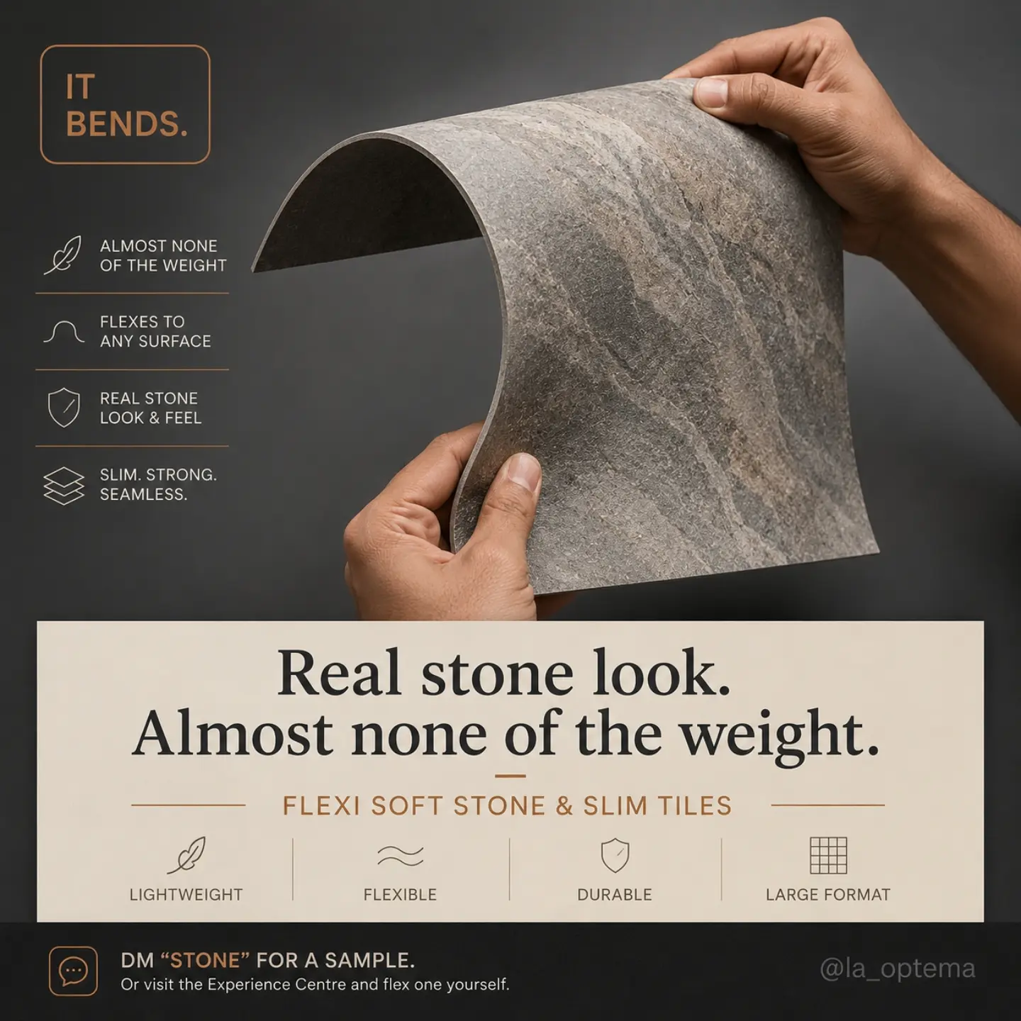 La Optema Facebook ad: Real stone cladding is heavy which means structural…