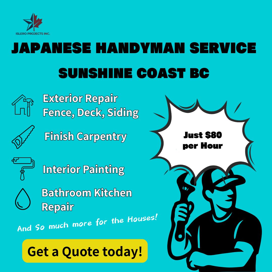 Islero Projects inc. Facebook ad: Handyman. Service in Sunhine Coast BC