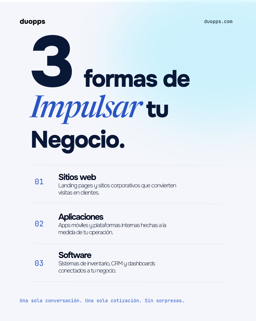 Duopps Facebook ad: Sitios web, apps y software en un solo lugar