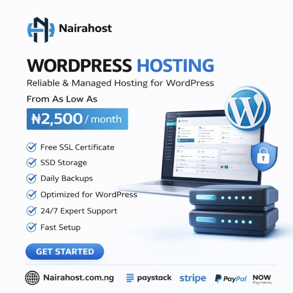 NairaHost Facebook ad: Fast WordPress Hosting